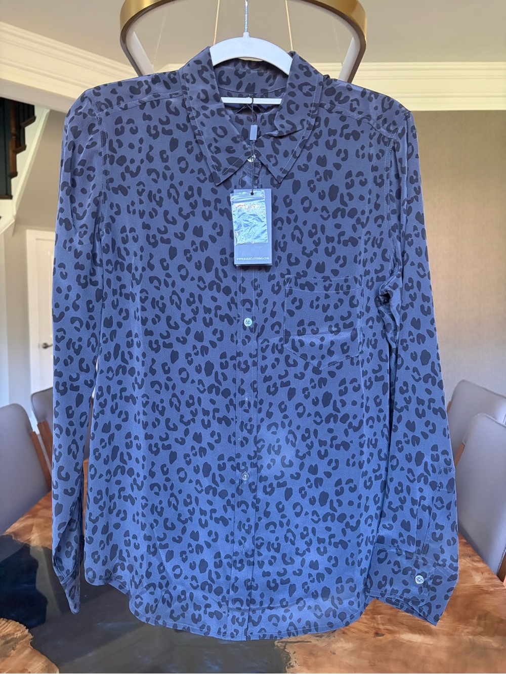 Rails Navy Blue Leopard Print Button-Down Shirt